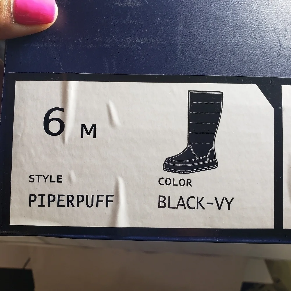 Adrienne Vittadini Piper Puff Black Waterproof Cold Weather Winter Boots Sz 6M